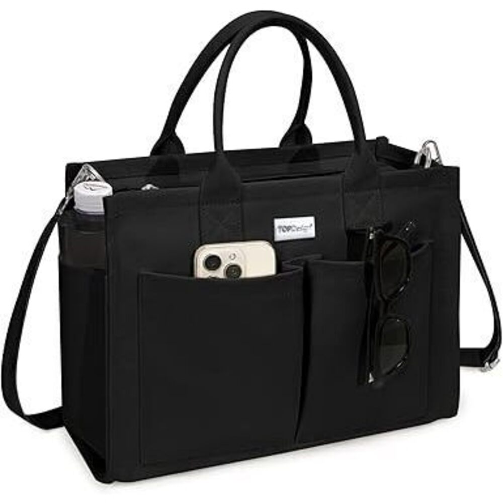 Heavy-Duty Canvas Tote Bag For Women, Adjustable Crossbody Handbag With 9